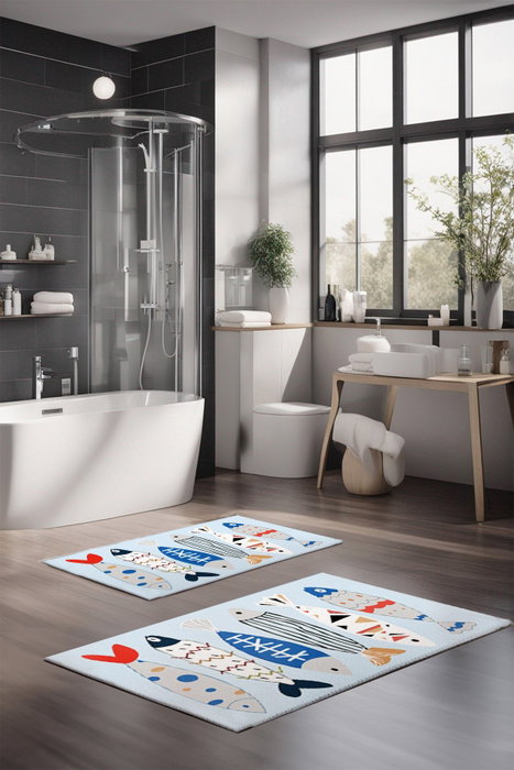 Mijölnir Juego de alfombrillas de baño CT-5275, 2 piezas, Multicolor Mijölnir Juego de alfombrillas de baño CT-5275, 2 piezas, Multicolor